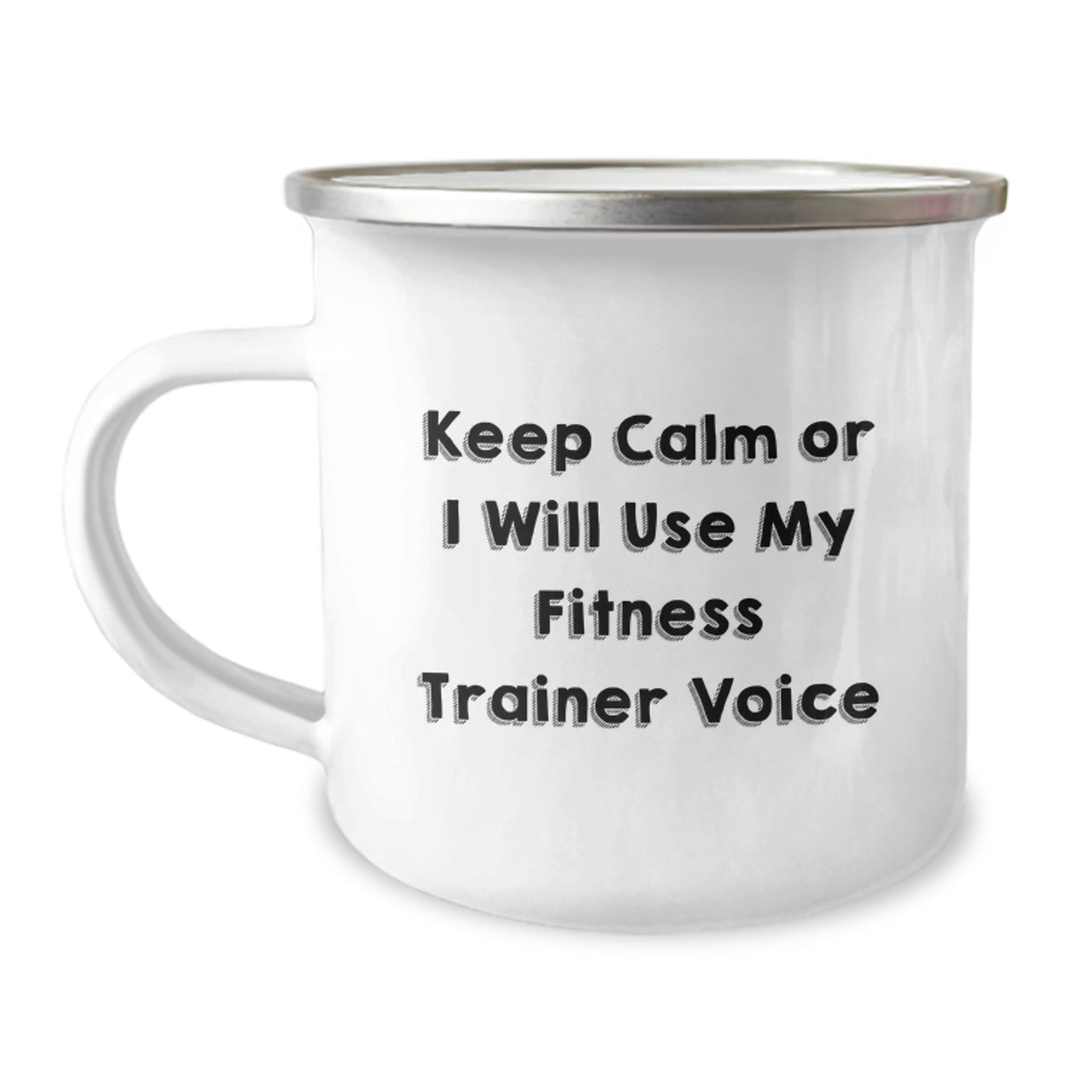 Funny Fitness Trainer Gifts for Men, Birthday Unique Gifts from Friends to Fitness Trainers, Funny Camping Mug Keep Calm Or I Will Use My Fitness Trainer Voice - Image 1
