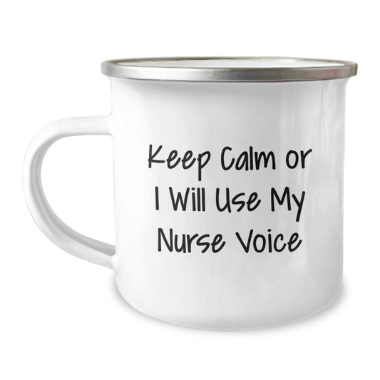 Nurse Mug Keepsake Gift for Him 'Keep Calm Or I Will Use My Nurse Voice' - Image 1