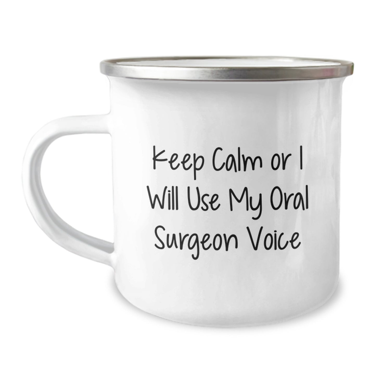Funny Oral Surgeon Gifts for Him, Camping Mug, 'Keep Calm Or I Will Use My Oral Surgeon Voice', Unique Graduation Gifts for Men, Friends, Coworkers, Family - Image 1