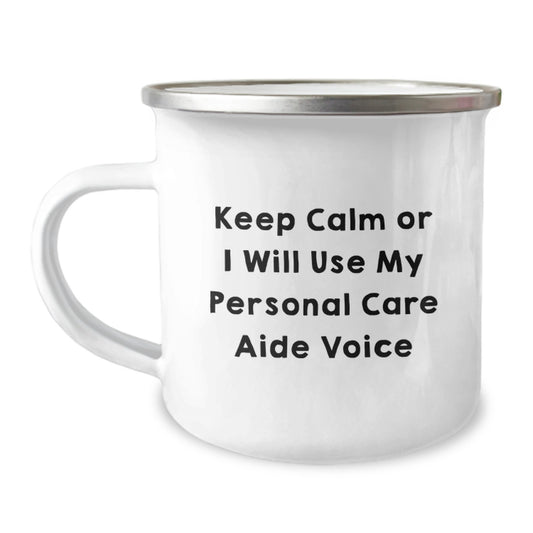 Personal Care Aide Gift for Him - Keep Calm Tone Camping Mug Keepsake - Image 1