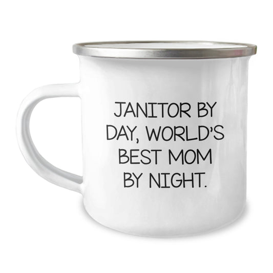 Funny Janitor Gifts for Janitor, Birthday Unique Gifts from Friends, Funny Camping Mug World's Best Mom By Night. - Image 1