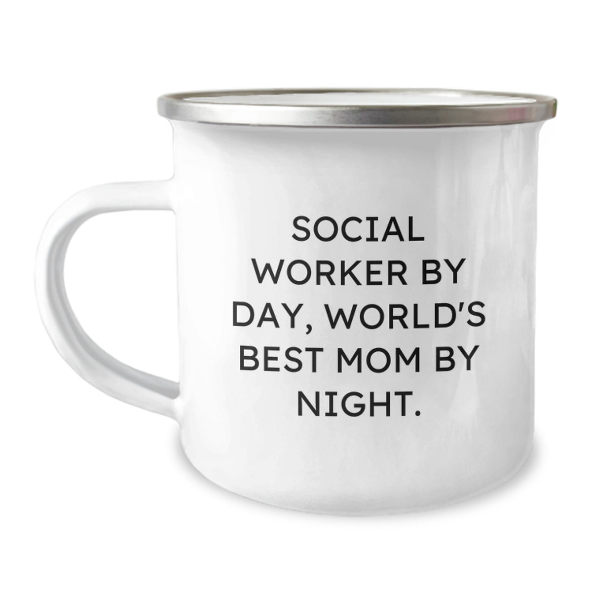 Funny Social Worker Gifts for Birthday - Social Worker By Day, World's Best Mom By Night. Camping Mug for Family - Image 1