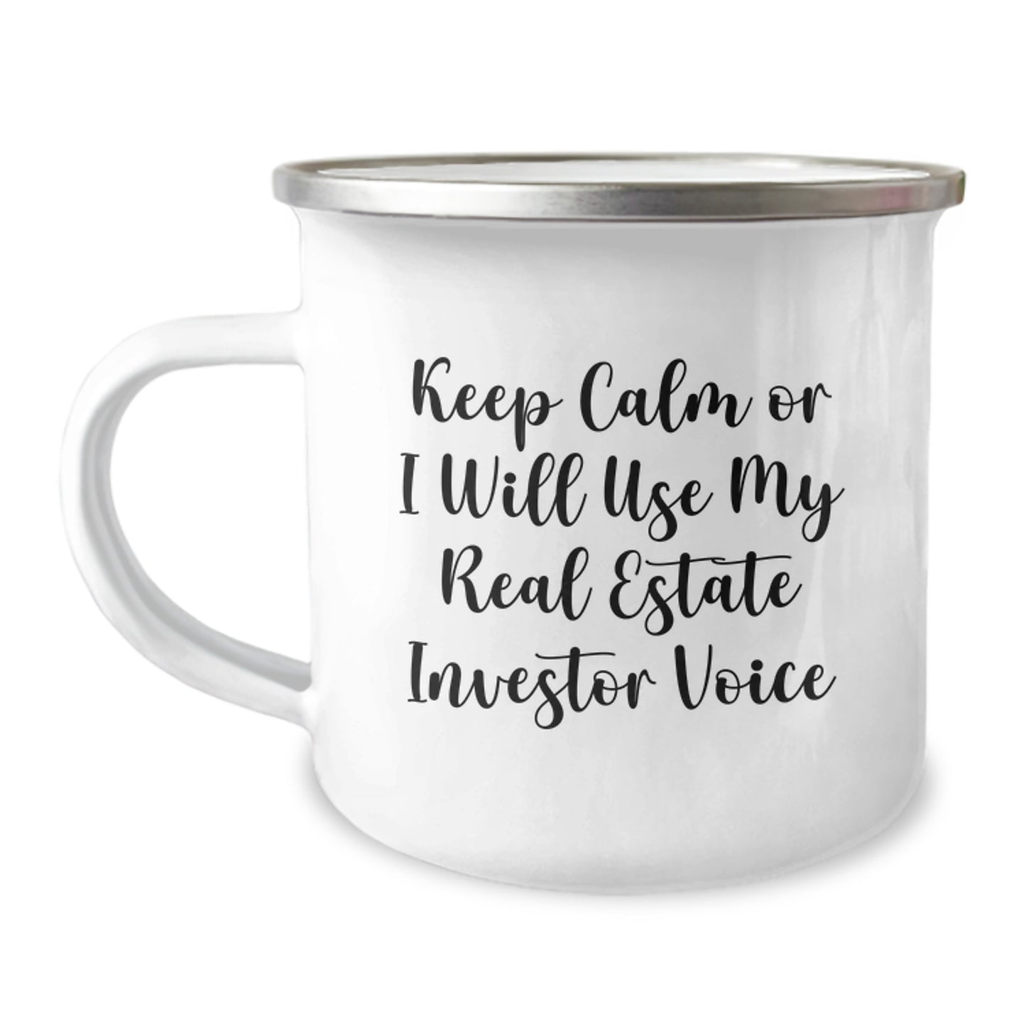 Funny Real Estate Investor Gifts for Dad - Keep Calm Or I Will Use My Real Estate Investor Voice Funny Camping Mug for Father's Day - Image 1