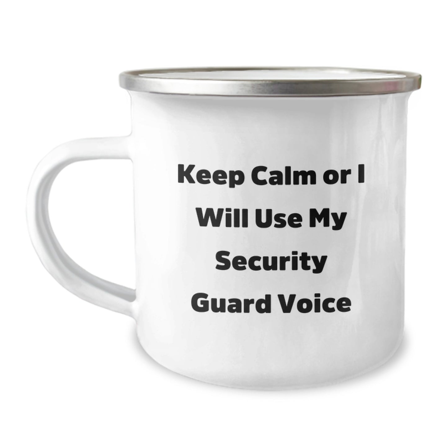 Funny Security Guard Gifts for Men Unique, Security Guard Camping Mug with Keep Calm 'I Will Use My Security Guard Voice', Gifts from Friends for Security Guard Graduation - Image 1