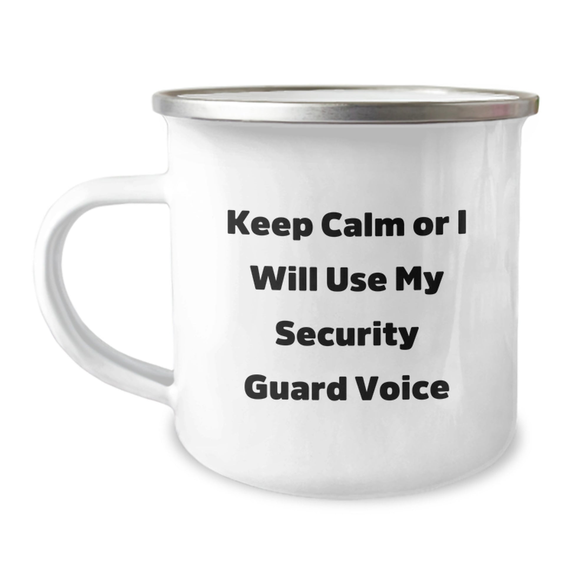Funny Security Guard Gifts for Men Unique, Security Guard Camping Mug with Keep Calm 'I Will Use My Security Guard Voice', Gifts from Friends for Security Guard Graduation - Image 1