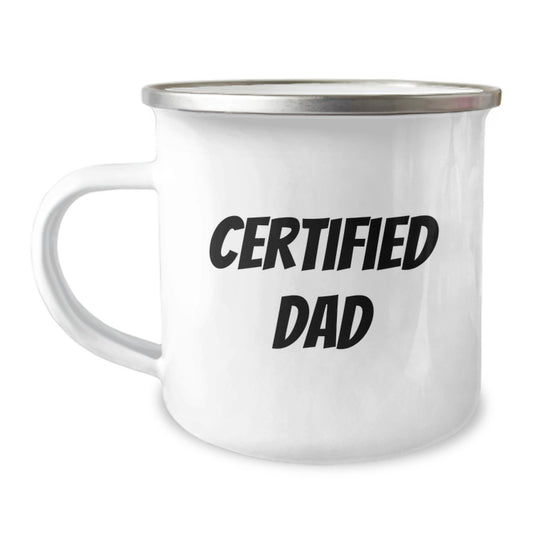 Funny Dad Gift for Him, 'Certified Dad' Valentine's Unique Gifts from Family, Camping Mug for Men - Image 1