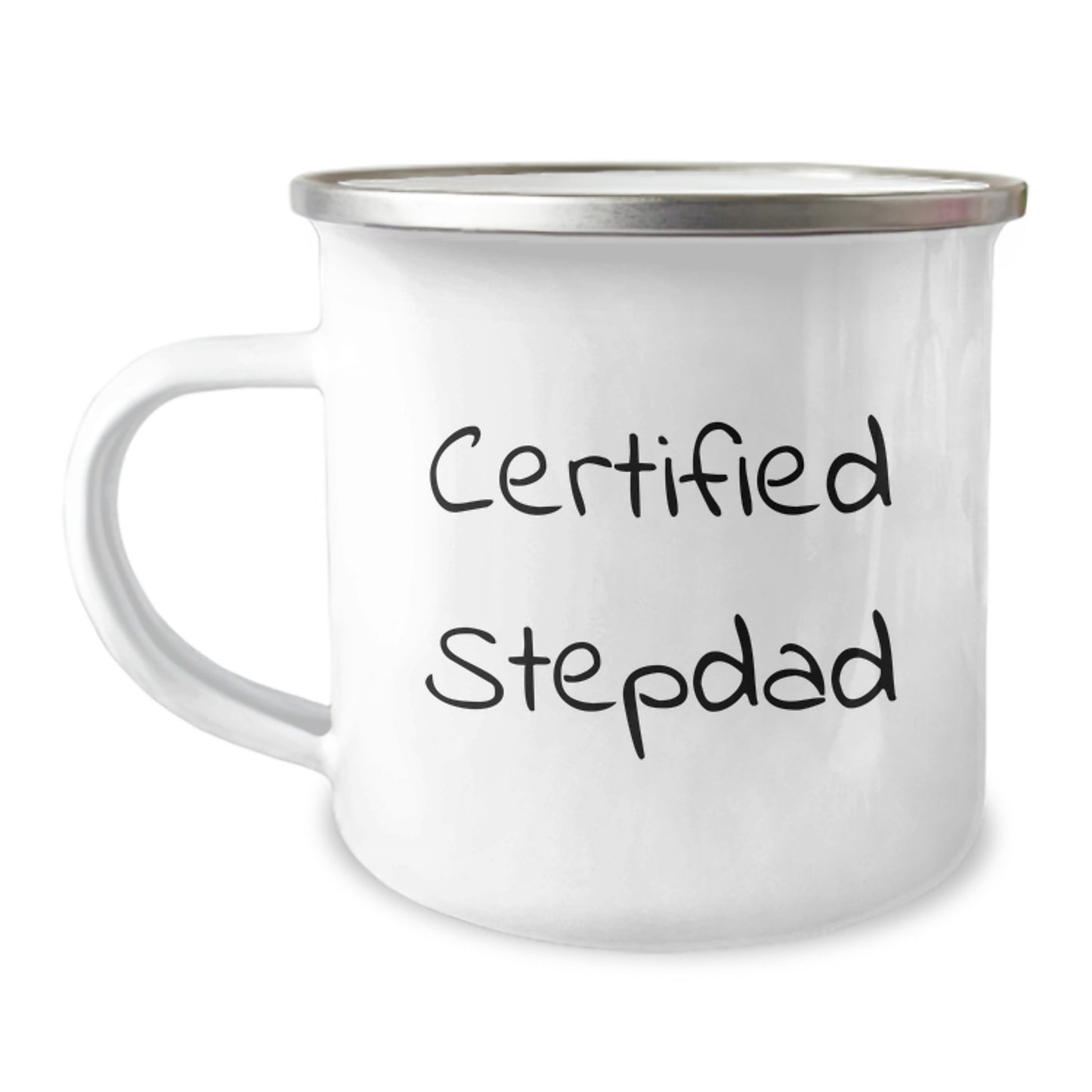 Funny Stepdad Gifts for Men - Certified Stepdad Camping Mug, Birthday Unique Gifts, Gifts from Family to Stepdad, 12 oz Stainless Steel with Enamel Finish - Image 1