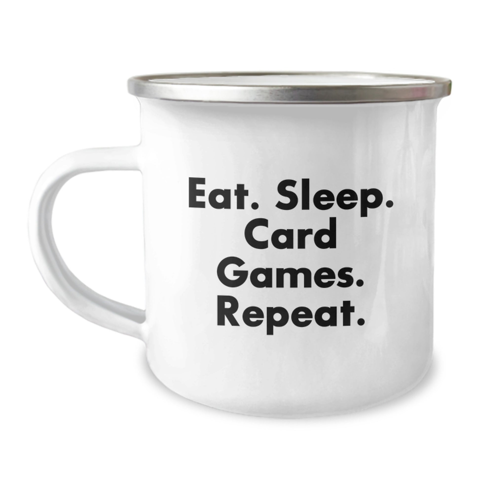 Funny Card Games Camping Mug for Men, Gifts from Friends, Unique Birthday Unique Gifts, Eat. Sleep. Card Games. Repeat. Fun - Image 1