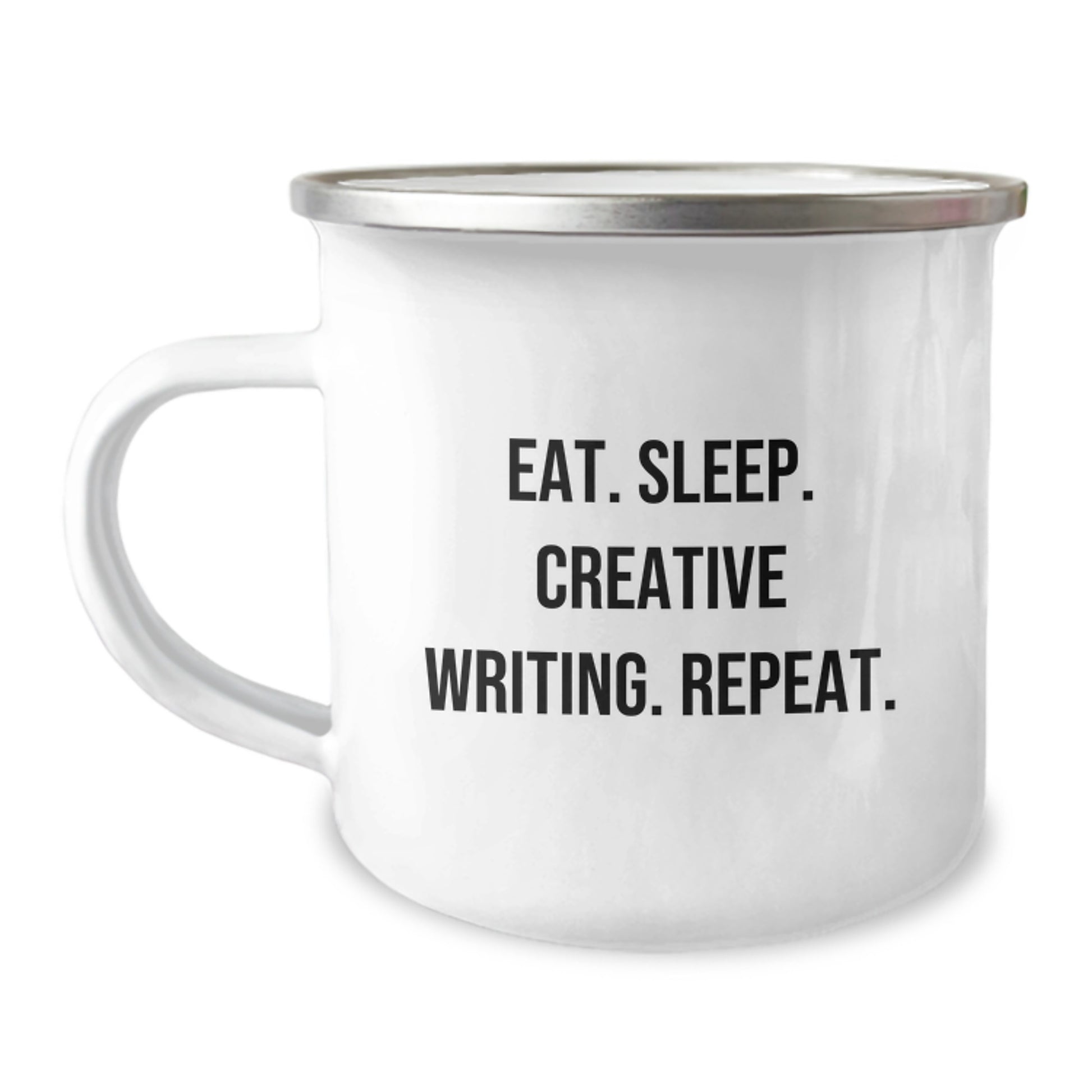 Creative Writing Lover's Funny Camping Mug for Valentine's Gifts from Friends to Family, Eat Sleep Write Repeat - Image 1
