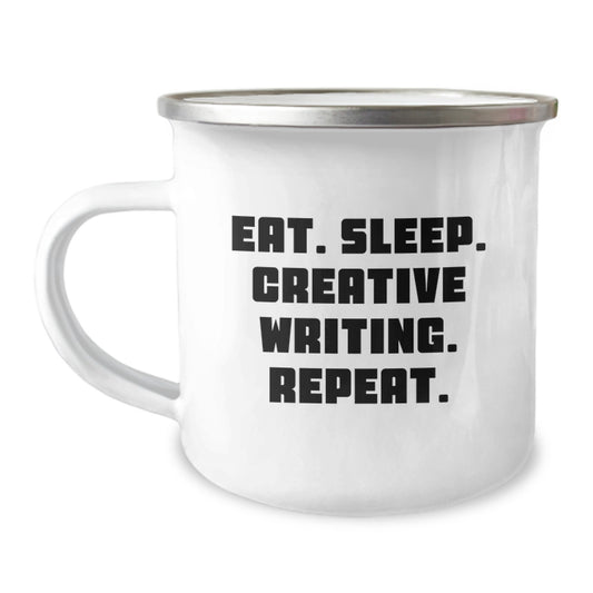 Creative Writing Inspiration Gifts from Friends for Creative Writing Lovers - Eat Sleep Creative Writing Repeat, Funny Valentine's Camping Mug - Image 1