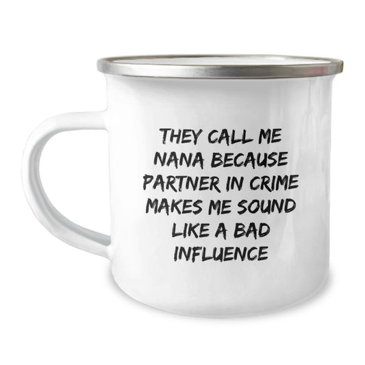Funny Gifts for Nana, Partner in Crime Camping Mug, Best Nana Birthday Unique Gifts from Friends and Family - Image 1