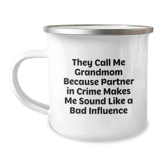 Grandmom Camping Mug Gifts from Men to Grandmom Partner in Crime Birthday Unique - Image 1