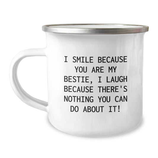 Bestie Keepsake Camping Mug for Him Birthday Gift with Enamel Finish - Image 1