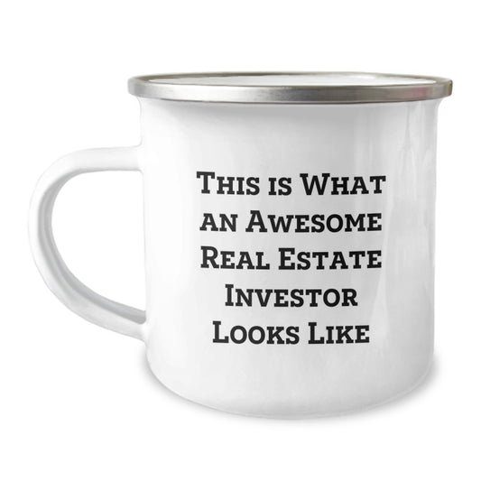 Funny Real Estate Investor Birthday Unique Gifts for Him Gifts from Men - This Is What An Awesome Real Estate Investor Looks Like Camping Mug - Image 1