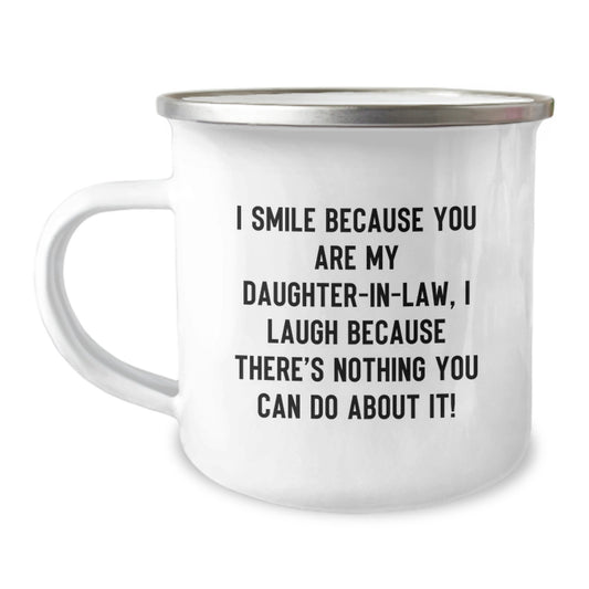 Birthday Gift for Her Daughter-in-Law Camping Mug Present with Enamel - Image 1