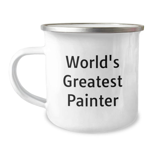 Funny World's Greatest Painter Gifts from Family for Graduation Unique Camping Mugs, Painter Funny Quote Enamel Stainless Steel 12 oz Cup - Image 1