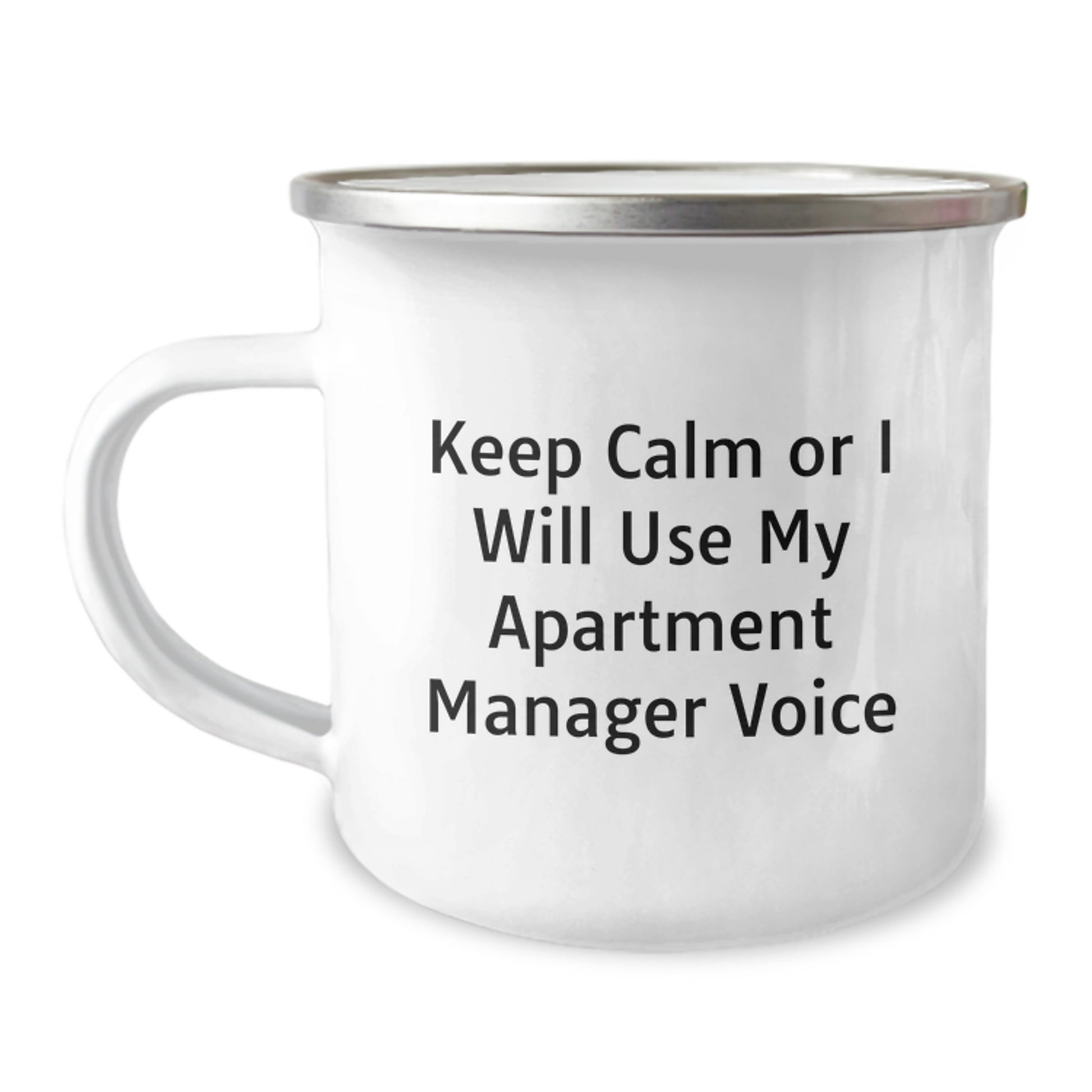 Funny Apartment Manager Gifts for Men from Friends - Keep Calm Or I Will Use My Apartment Manager Voice Camping Mug for Graduation Unique Gifts - Image 1