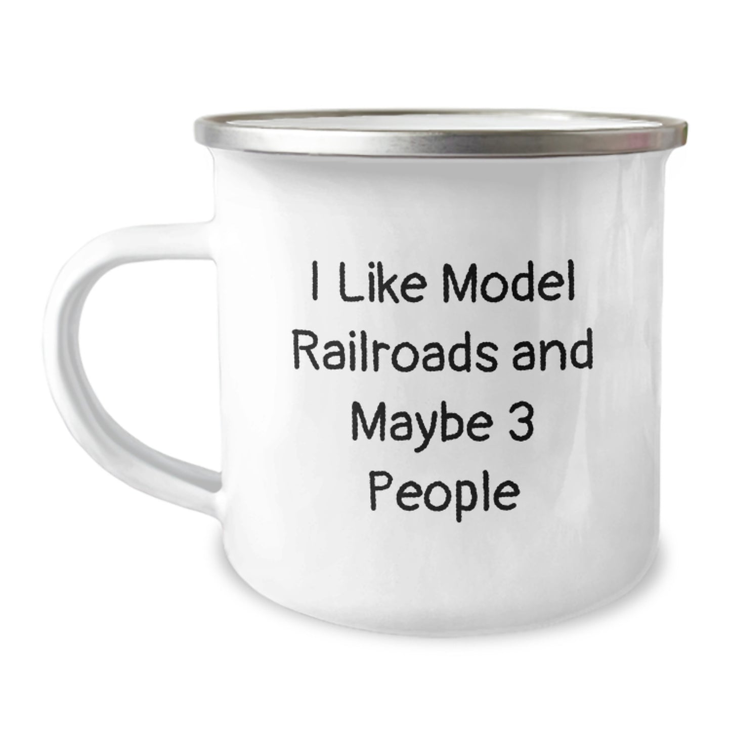 Model Railroads Keepsake Camping Mug for Him Birthday Gift Enamel Finish - Image 1