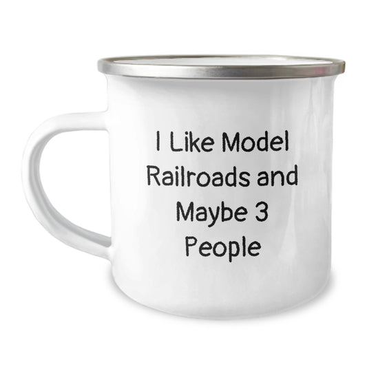 Model Railroads Keepsake Camping Mug for Him Birthday Gift Enamel Finish - Image 1