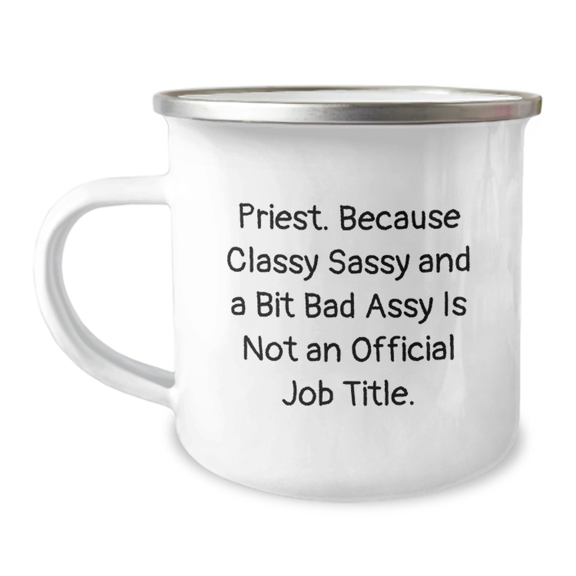 Priest Camping Mug Keepsake Birthday Gift for Him Stainless Steel Enamel - Image 1