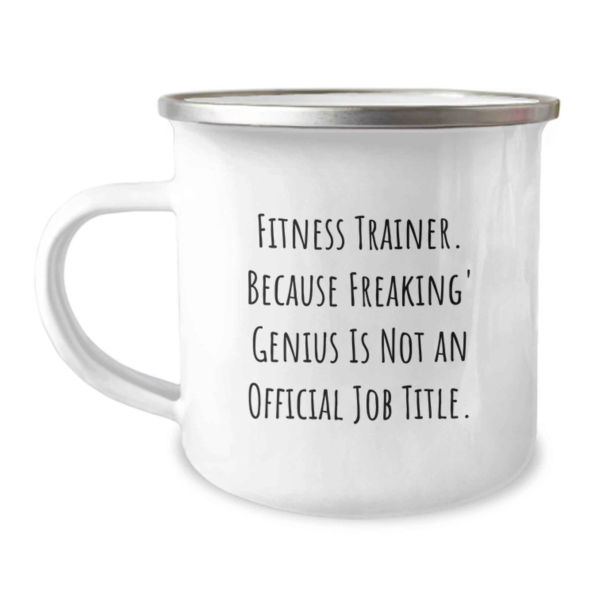 Funny Fitness Trainer Gifts for Men from Friends, Unique Graduation Unique Gifts for Fitness Trainers, 12 oz Stainless Steel Camping Mug with genius Quote - Image 1