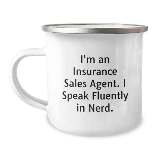 Funny Insurance Sales Agent Gifts for Men, Birthday Unique Gifts from Friends, Personalized Camping Mug with I Speak Fluently In genius quote - Image 1
