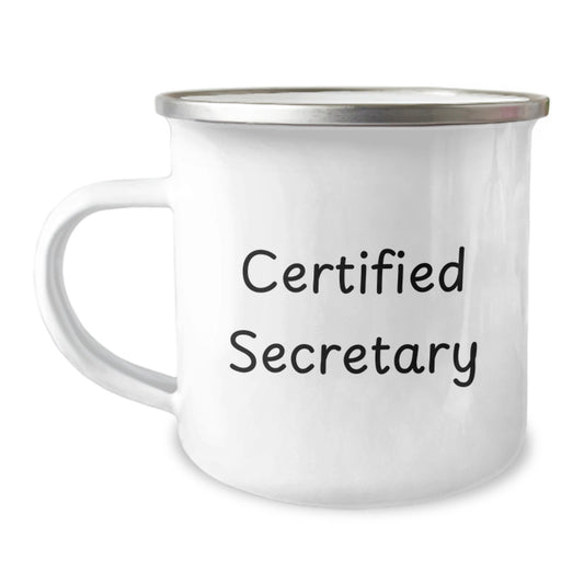 Cute Secretary Gifts from Friends, Funny 'Certified Secretary' Camping Mug for Birthday Unique Gifts, Perfect Secretary Cup for Men or Women - Image 1