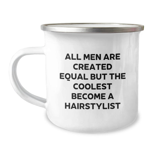 Funny Quote Gifts from Men for Hairstylist Mother's Day Unique Camping Mug with Enamel Finish - Image 1