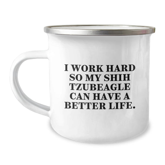 Funny Shih Tzu Dog Gifts for Men from Friends - Birthday Unique Shih Tzu Dog Lover Camping Mug, Inspirational Quote - Image 1