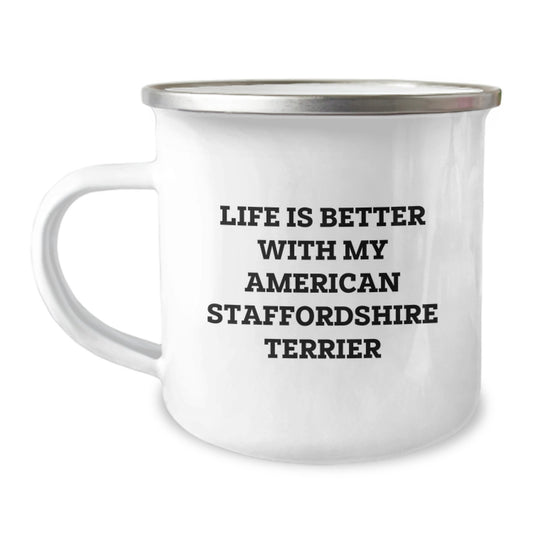 American Staffordshire Terrier Dog Lover Camping Mugs, Funny Quote Gifts from Men to American Staffordshire Terrier Dog Owners on Valentine's - Unique Valentine's Gifts - Image 1