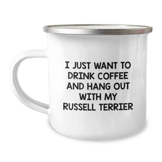 Russell Terrier Dog Lover Gifts from Men to Women Funny Valentine's Camping Mug - 'I Just Want To Drink Coffee And Hang Out With My Russell Terrier' - Russell Terrier Dog Gifts for Friends - Image 1