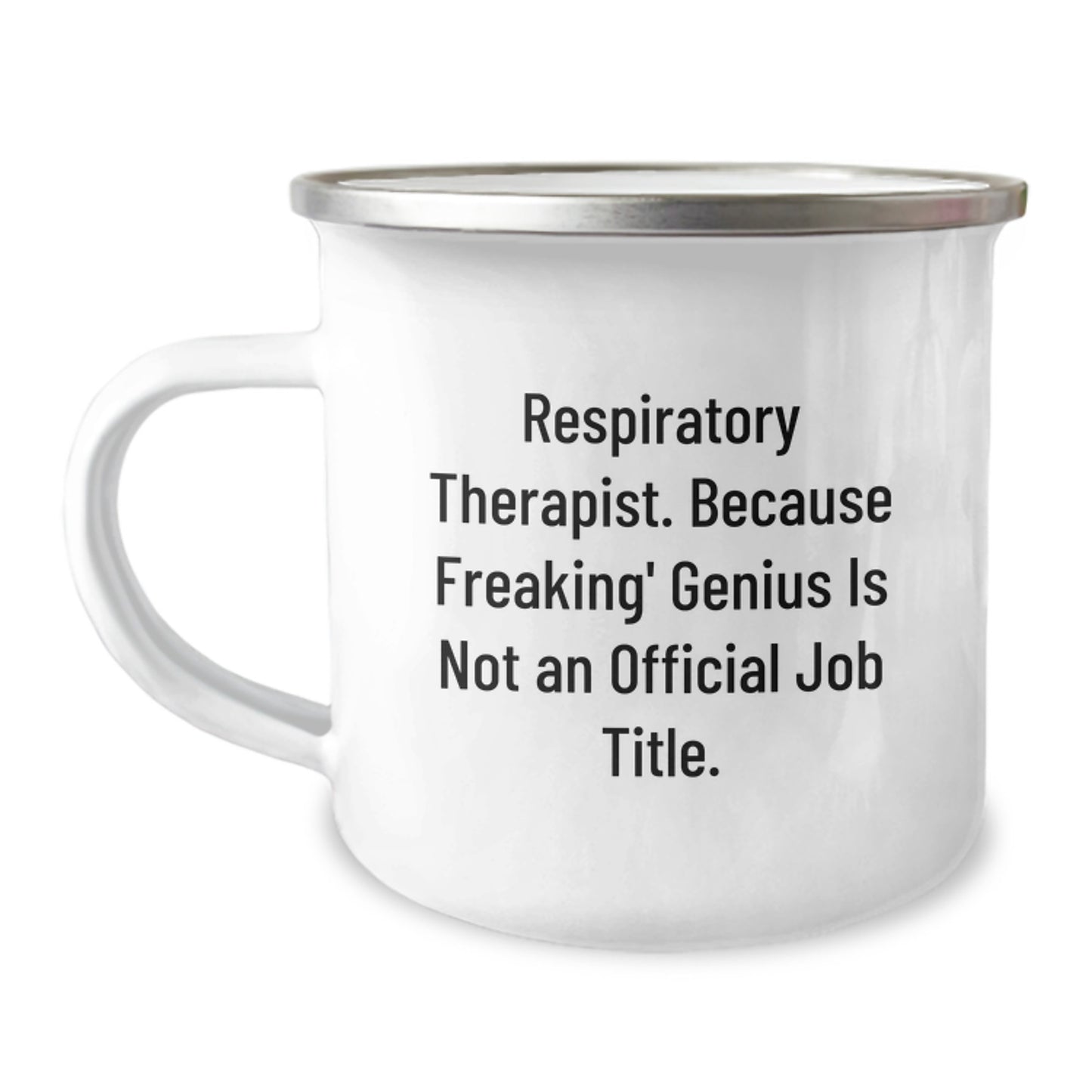 Funny Inspirational Gifts for Respiratory Therapist Men, Camping Mug Graduation Unique Gifts from Friends, Respiratory Therapist Gifts with Quirky Quote 'Freaking' genius Is Official Job Title - Image 1