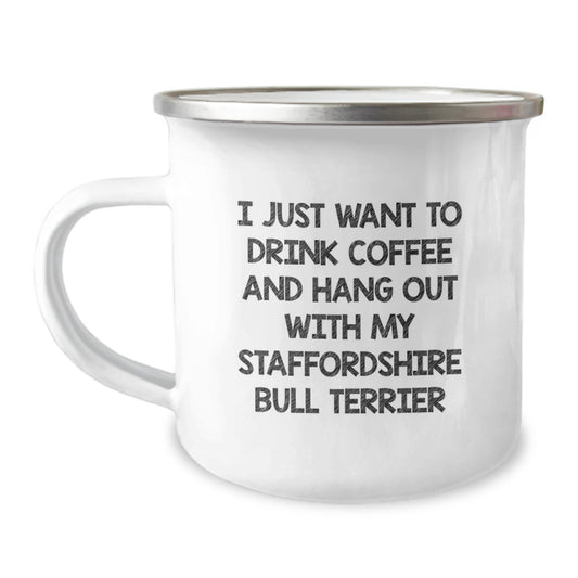 Unique Gifts for Women, Funny Staffordshire Bull Terrier Dog Lover Camping Mug, Valentine's Unique Gifts from Husband, Wife, Sweetheart, Sweetheart - Image 1