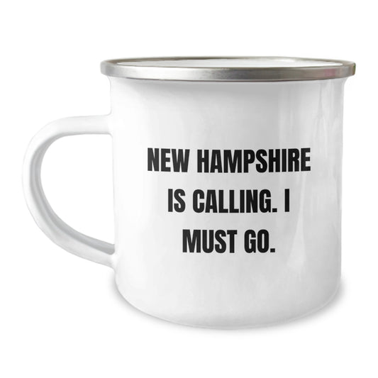 New Hampshire Camping Mug Gifts for Friends from Lover of NH, New Hampshire Is Calling, I Must Go Birthday Unique Gift for Him - Image 1