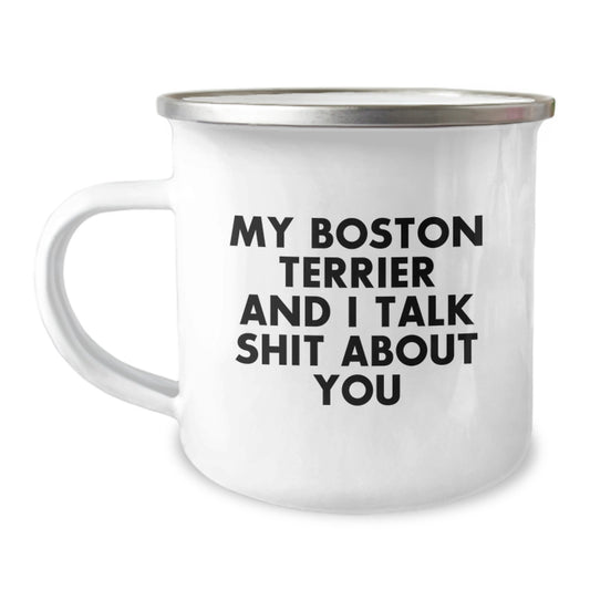 Funny Boston Terrier Dog Gifts for Men from Friends, Unique Graduation Unique Gifts for Boston Terrier Dog Lovers, Funny Camping Mug - Image 1