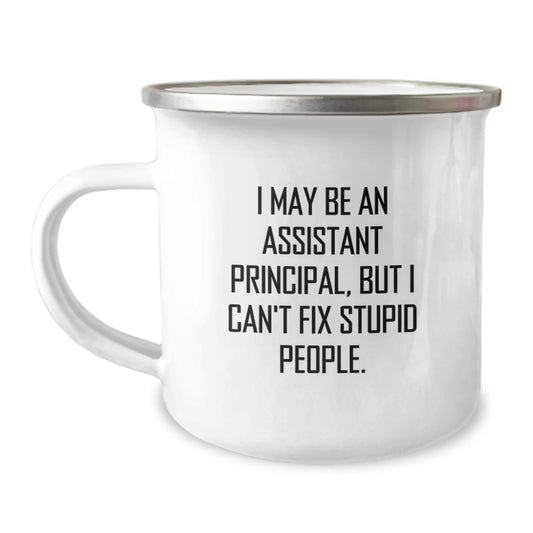 Funny Assistant Principal Gifts from Family - I May Be An Assistant Principal, But I Can't Fix Stupid People. Camping Mug for Graduation Unique Gifts - Image 1