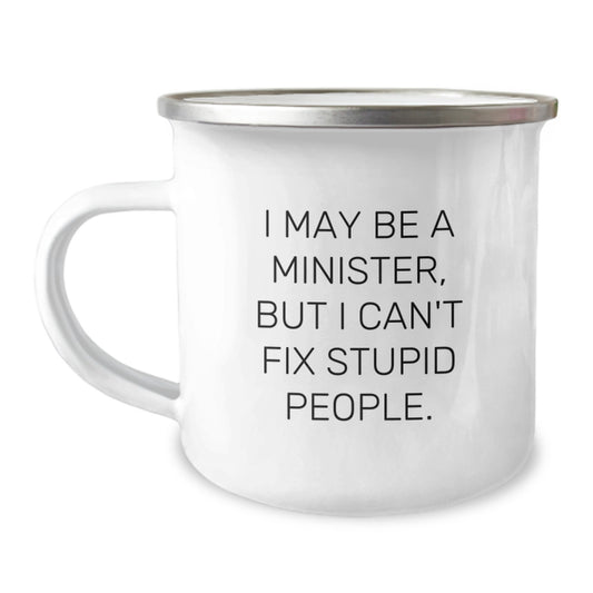 Witty Minister Camping Mug – Novelty Birthday Gift for Friends - Image 1