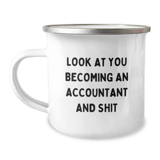 Birthday Gift for Her Accountant Camping Mug Present with Bold Quote - Image 1