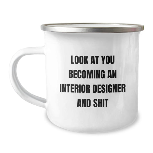 Interior Designer Keepsake Camping Mug for Him Birthday Gift with Quote - Image 1