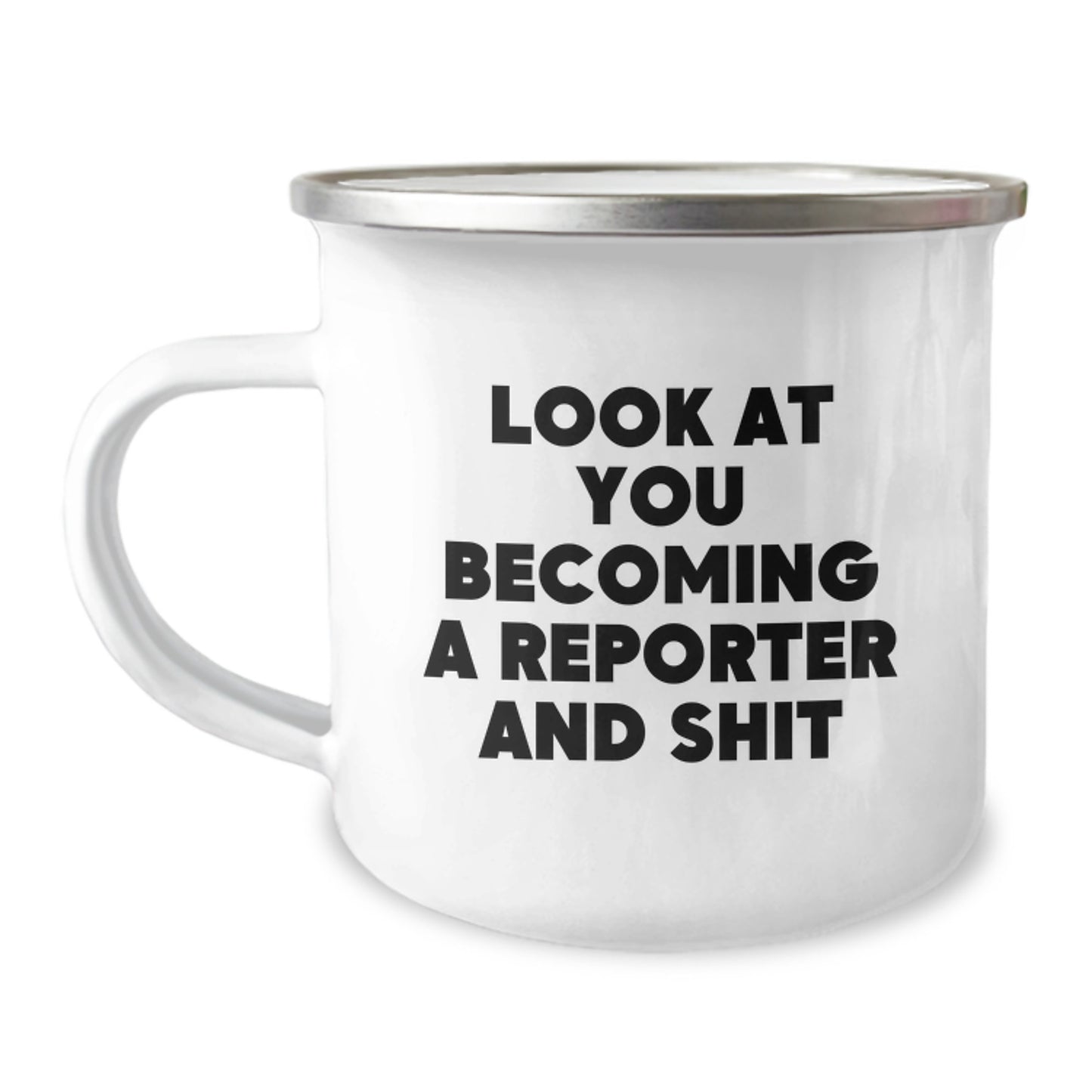 Sassy Reporter Camping Mug – Birthday Gift for Friends Novelty - Image 1
