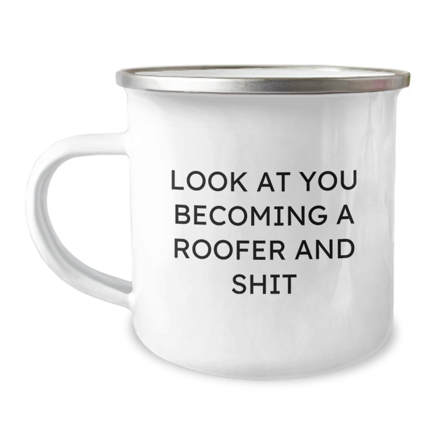 Roofer Keepsake Camping Mug for Him Birthday Gift 12oz Enamel - Image 1
