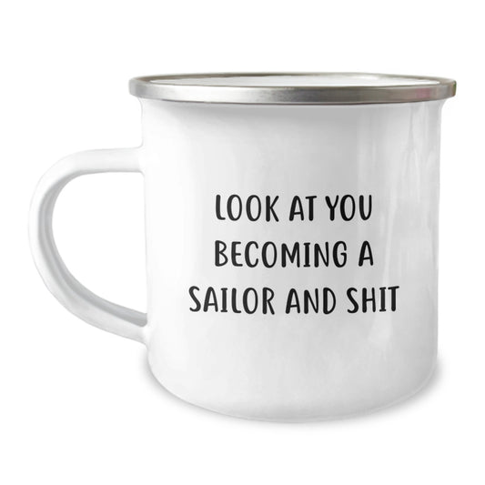 Sailor Keepsake Camping Mug for Him Birthday Gift with Bold Quote - Image 1