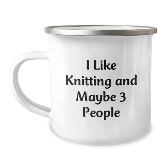 Birthday Gift Knitting Camping Mug for Her Present - Image 1