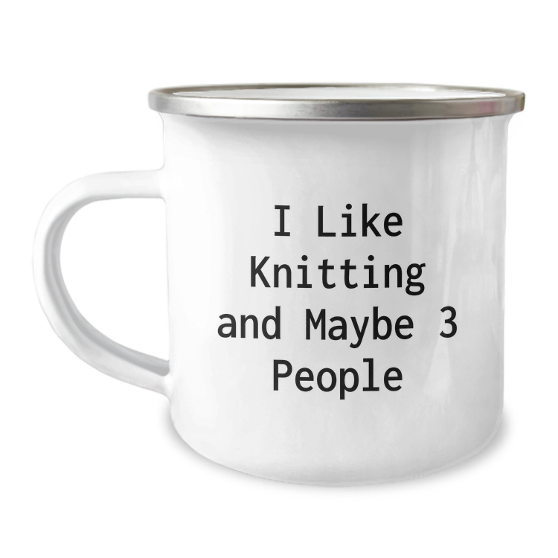 Knitting Keepsake Camping Mug for Him Birthday Gift with Enamel Finish - Image 1