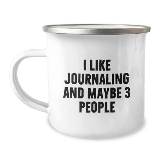 Funny Journaling Gifts for Friends from Family - I Like Journaling And Maybe 3 People Camping Mug for Graduation Unique Gifts - Image 1