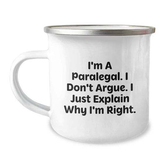 Paralegal Keepsake Camping Mug for Him Birthday Gift with Enamel Finish - Image 1