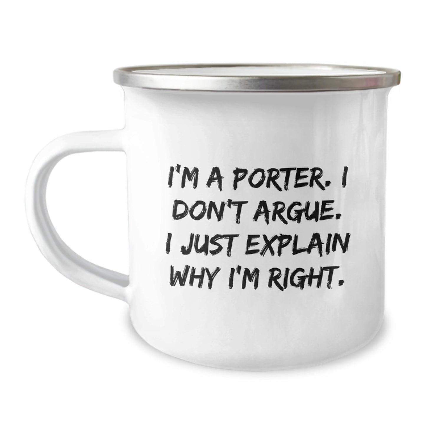 Funny Porter Gifts from Men, Unique Valentine's Unique Gifts for Porter, 12 oz Stainless Steel Camping Mug - Image 1