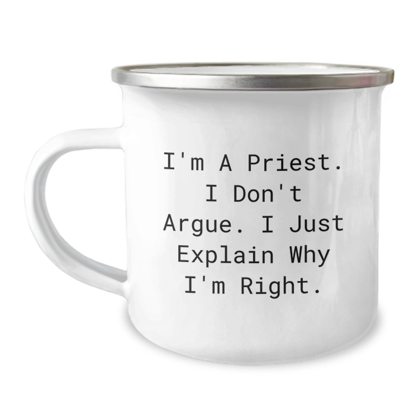 Funny Priest Gifts for Men, Camping Mug with Inspirational Quote, Perfect Birthday Unique Gifts from Friends Family Coworkers - Image 1