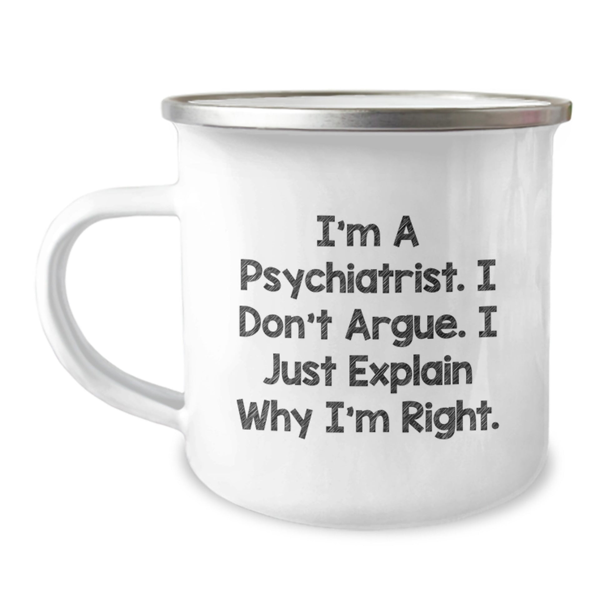Funny Psychiatrist Gifts, 'I'm A Psychiatrist. I Don't Argue. I Just Explain Why I'm Right.' Valentine's Unique Gifts for Men from Friends, Camping Mug for Psychiatrist - Image 1