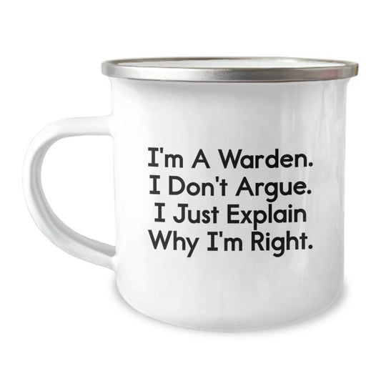 Funny Warden Camping Mug Gifts for Birthday, Inspirational Warden Warden Friends and Family, Unique Camping Mug Quotes - Image 1